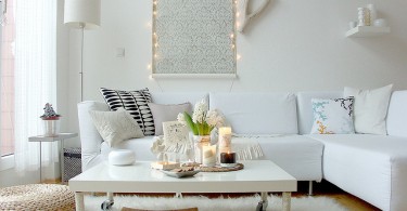 Уютная гостиная в белом цвете