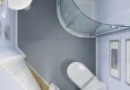 Интерьер светлой компактной ванной комнаты