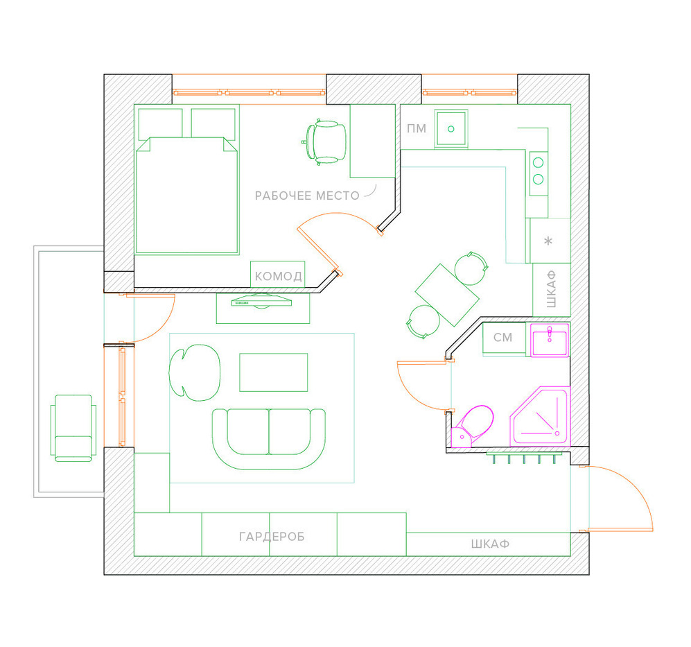 Перепланировка однокомнатной квартиры в квартиру со спальней