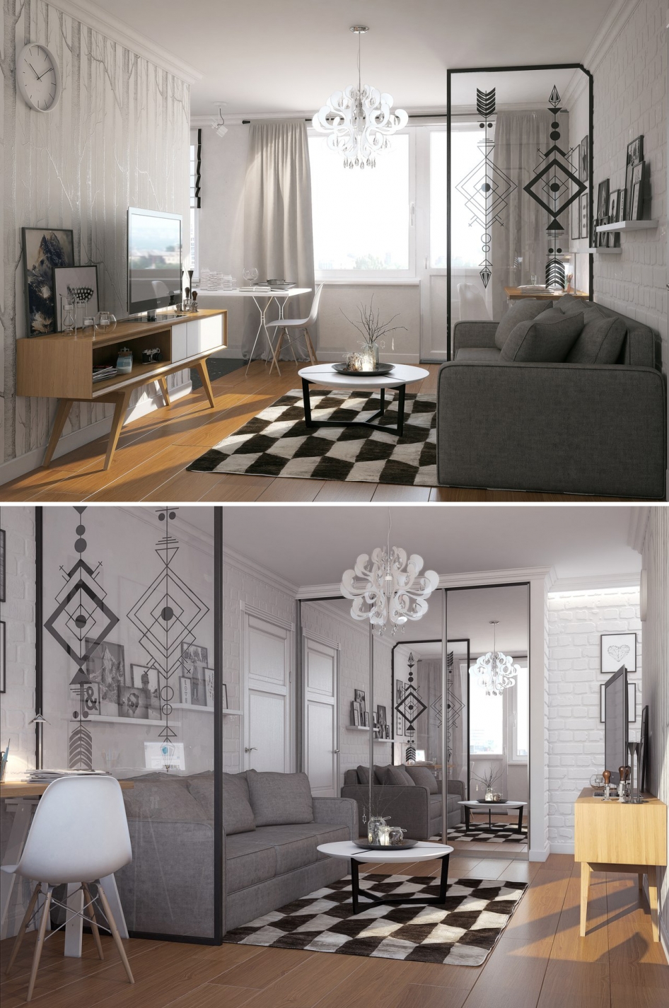 Пример дизайна интерьера маленькой гостиной на фото
