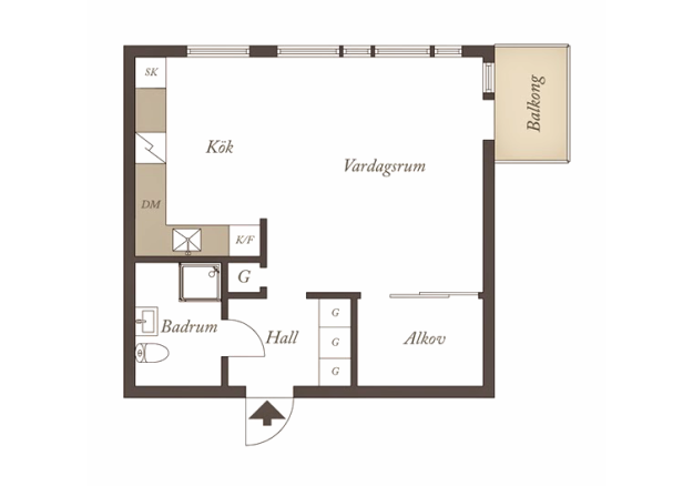 Планировка квартиры-студии в скандинавском стиле